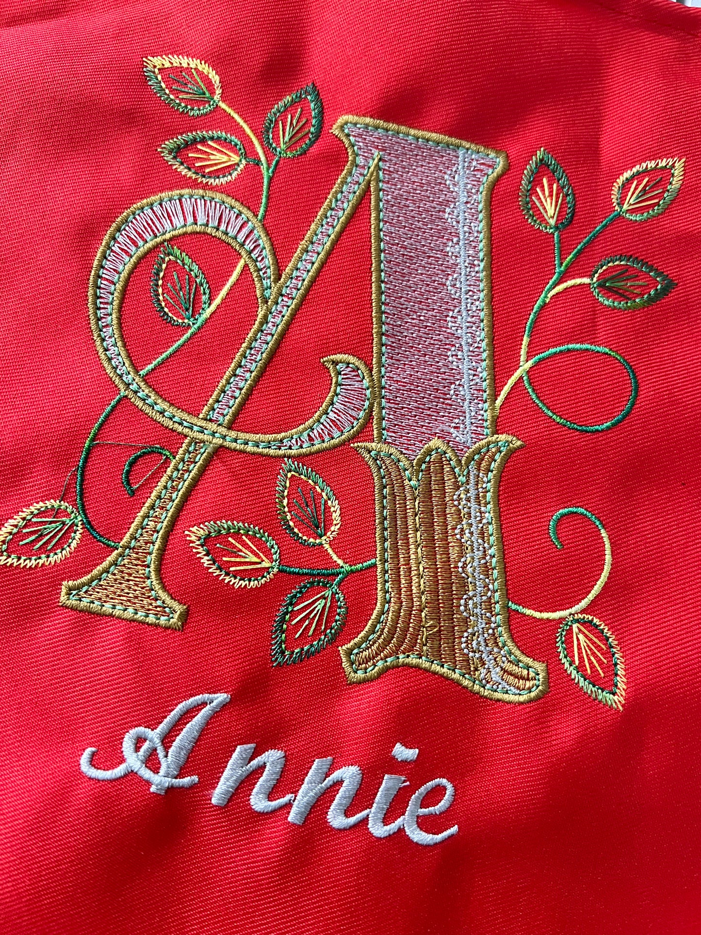 Adult Embroidery Monogram Personalized Apron