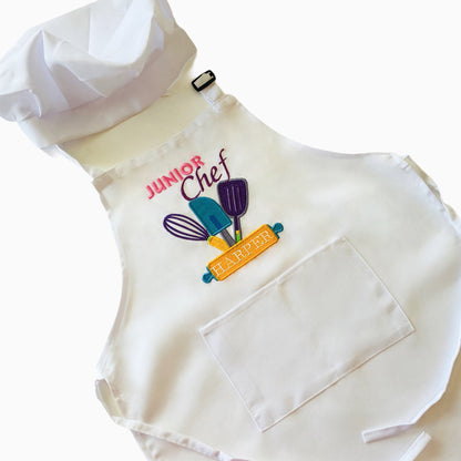 Junior Chef Personalized Child Apron and Chef Hat Set