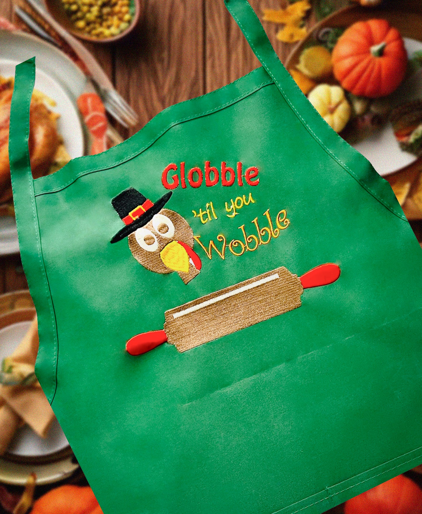 Personalized GOBBLE WOBBLE Thanksgiving Adult Apron