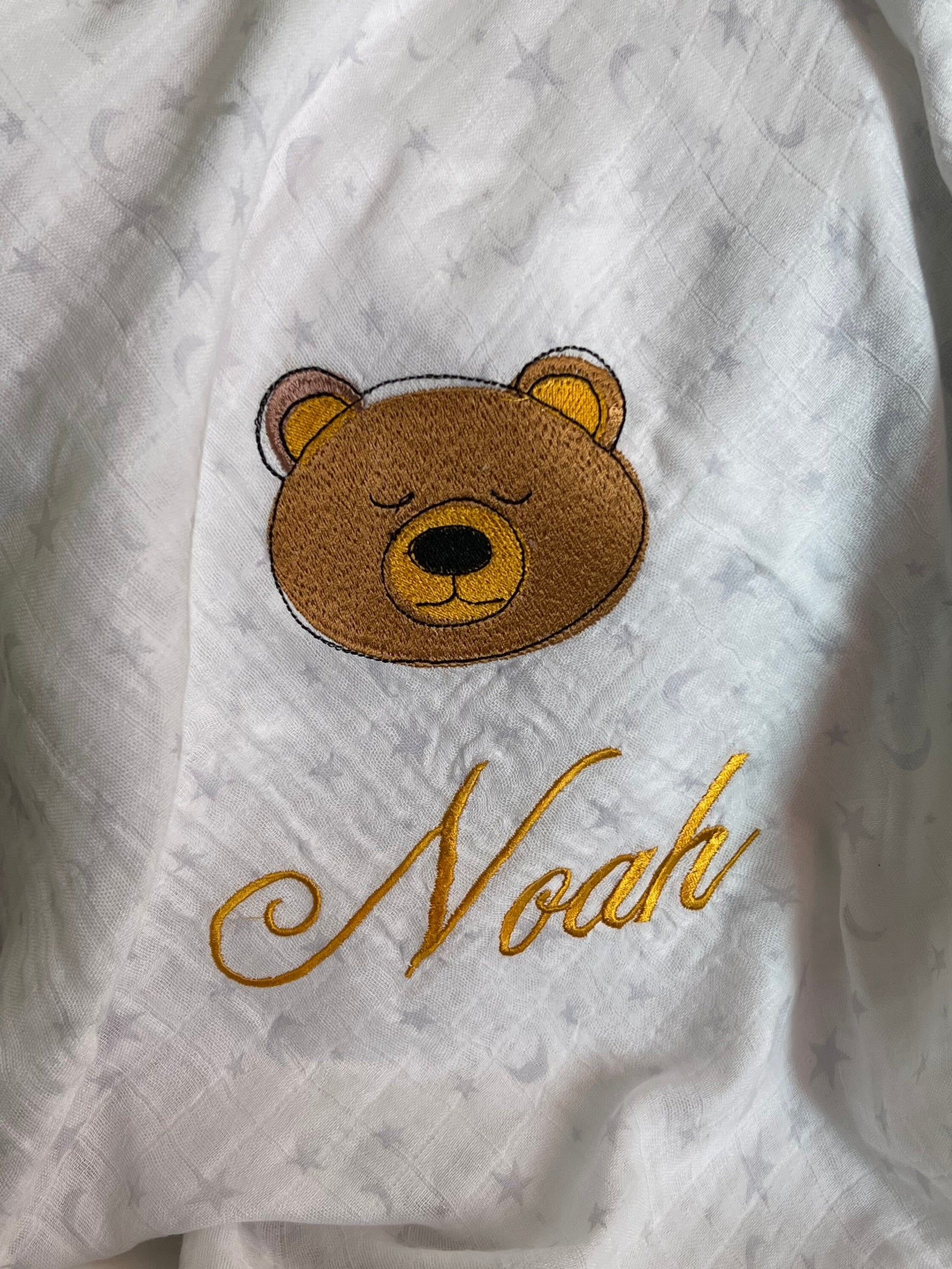 Personalized Lettered Design Embroidered Baby Swaddle Receiving Blanket