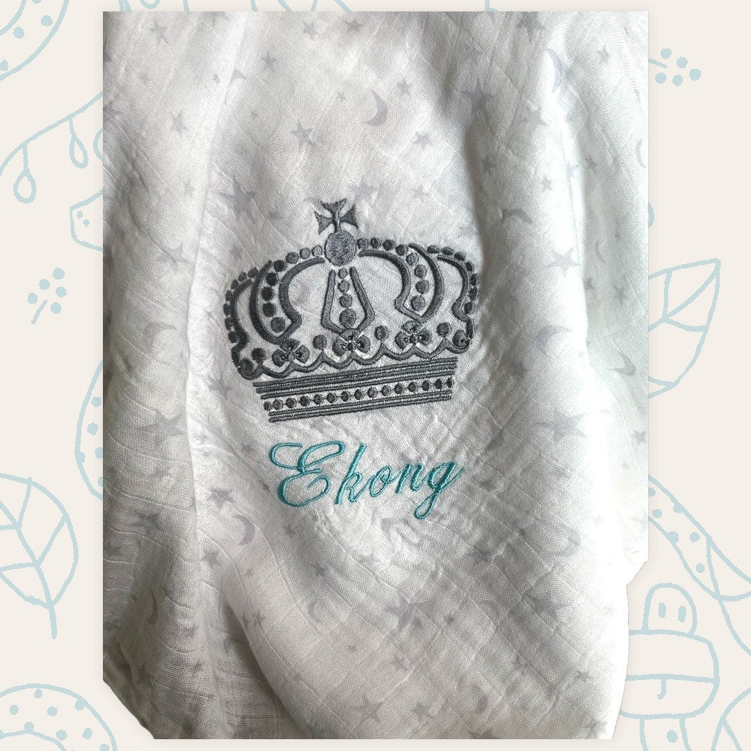 Personalized Embroidered Baby Swaddle Receiving Blanket