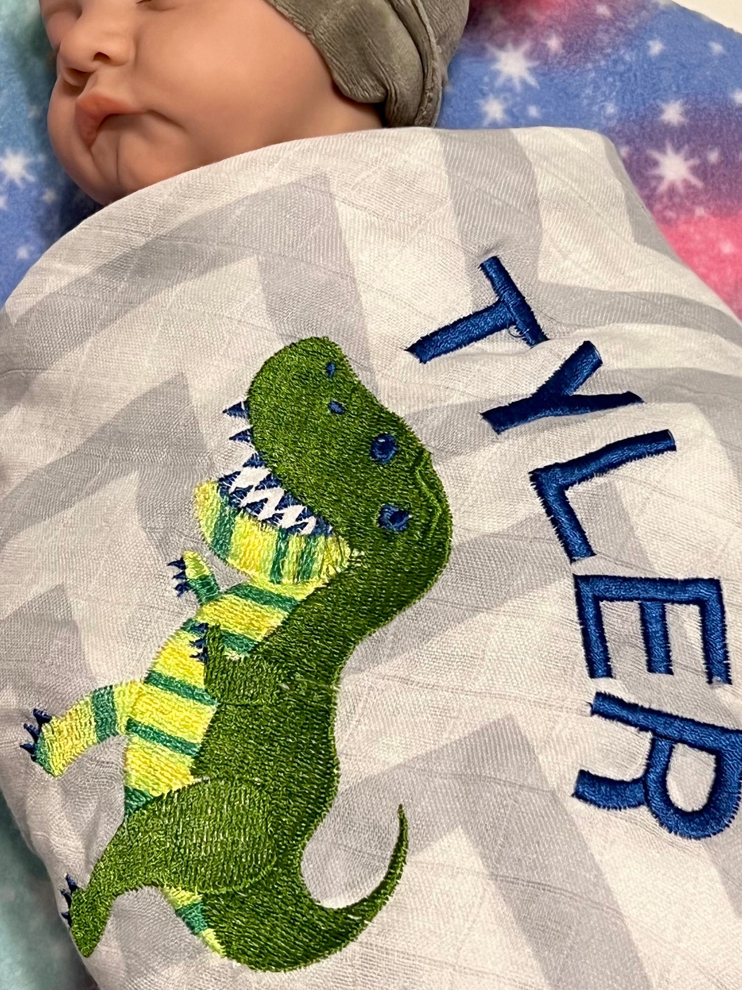 Personalized Embroidered Baby Swaddle Receiving Blanket