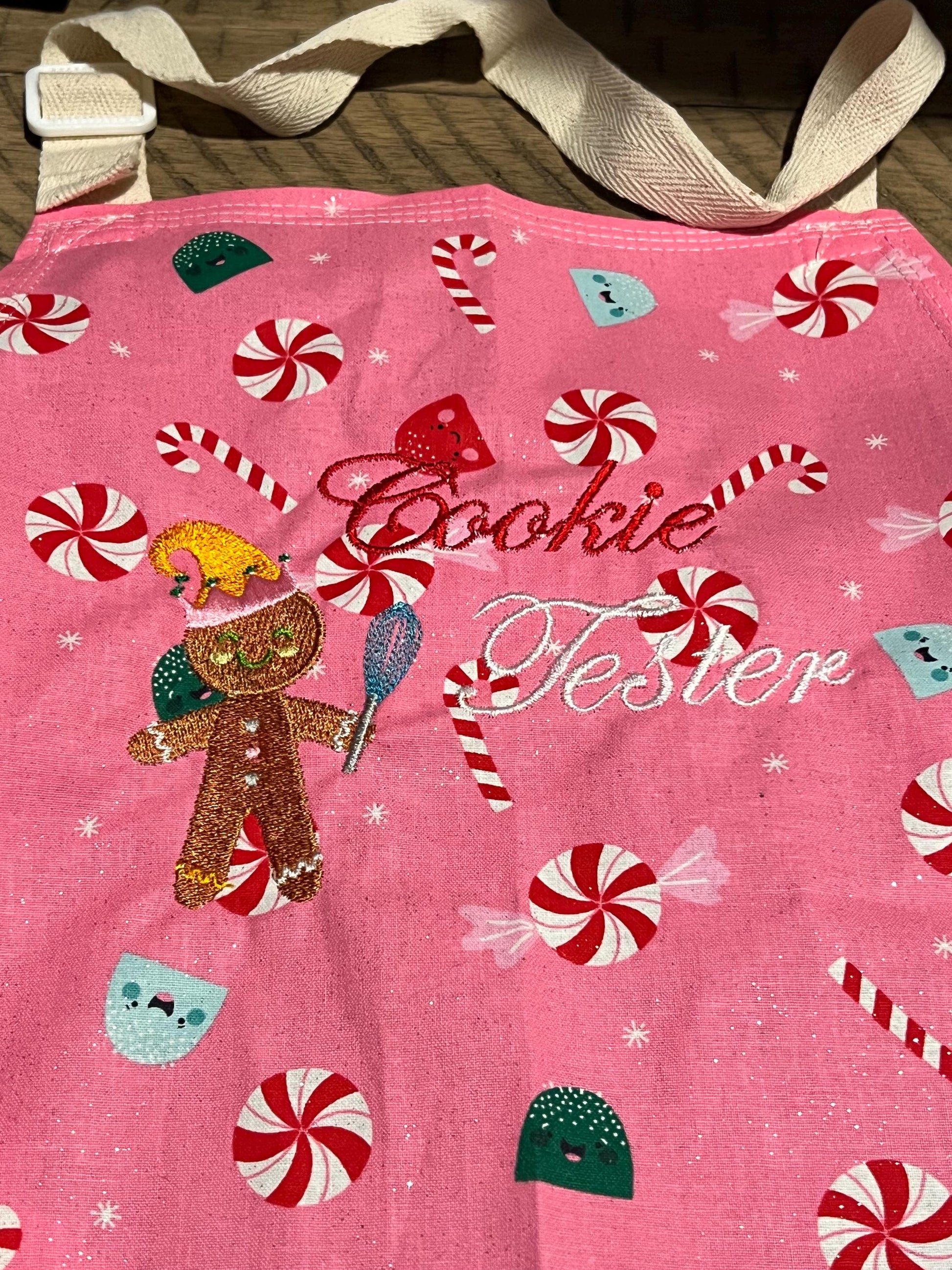 Handmade, Personalized Holiday Child Apron Set, Cooking, Baking, Custom Embroidered, Girl, Boy, Gift Set, Holiday Baking, Cotton Apron