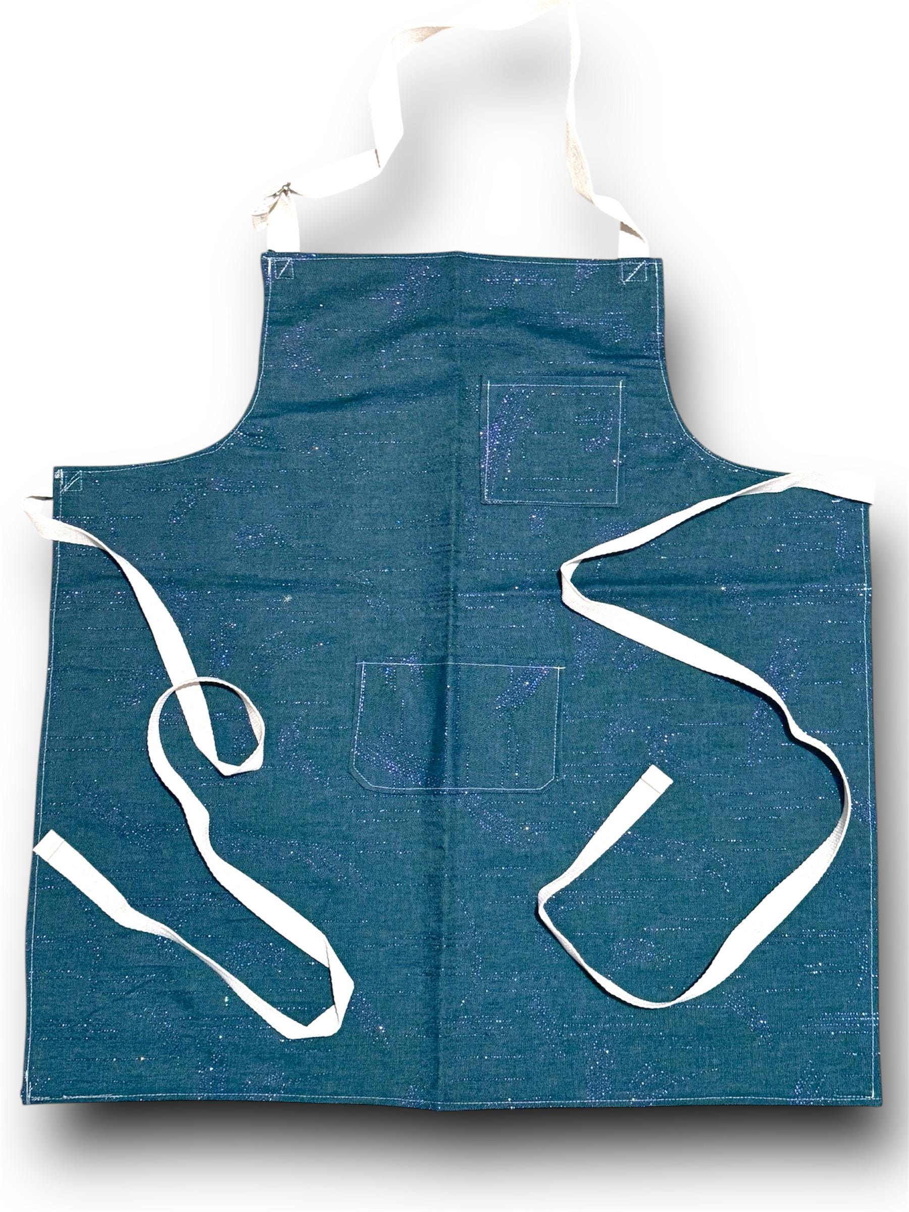 Denim Personalized Handmade Apron, Custom Made Apron with Pockets, Personalized Embroidery Apron, Handmade Chef Apron Gift Set, Denim Apron