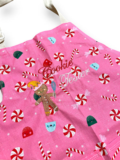 Handmade, Personalized Holiday Child Apron Set, Cooking, Baking, Custom Embroidered, Girl, Boy, Gift Set, Holiday Baking, Cotton Apron