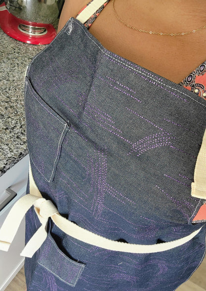 Denim Personalized Handmade Apron, Custom Made Apron with Pockets, Personalized Embroidery Apron, Handmade Chef Apron Gift Set, Denim Apron