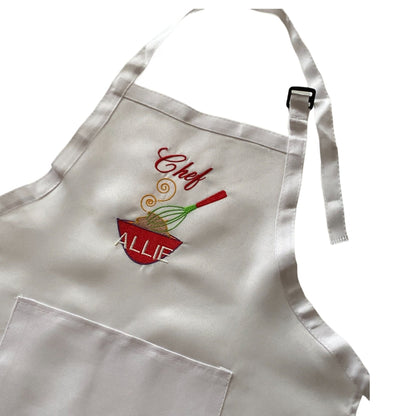 Personalized Youth Apron and Chef Hat | Cooking | Custom Embroidered | Girl | Boy | Birthday Party | Age 6 to 12 years | Baking | Chef Hat