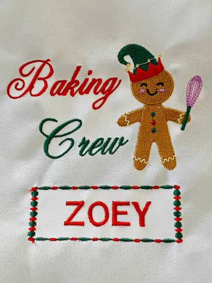 Personalized Christmas Child Apron and Chef Hat| Cooking | Custom Embroidered | Girl | Boy | Baking| Age 4 to 10 years