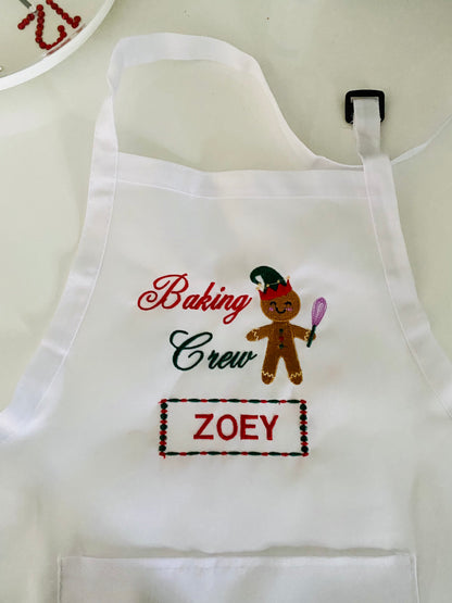 Personalized Christmas Child Apron and Chef Hat| Cooking | Custom Embroidered | Girl | Boy | Baking| Age 4 to 10 years