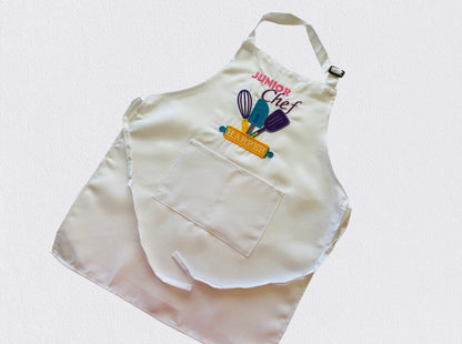 Junior Chef Personalized Child Apron and Chef Hat| Cooking | Custom Embroidered | Girl | Boy | Birthday Party | Age 4 to 12 years | Baking