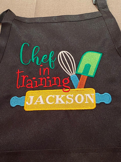 Chef In Training Personalized Child Apron | Cooking | Personalized| Custom Embroidered | Girl | Age 3 to 12 years | Baking