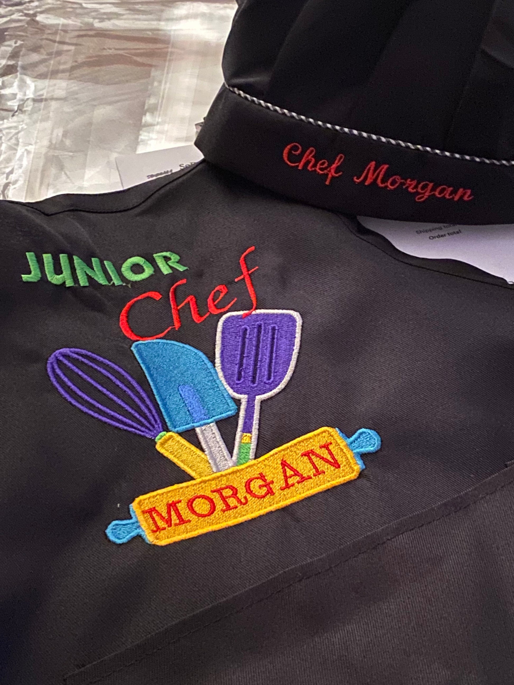 Junior Chef Personalized Child Apron and Chef Hat| Cooking | Custom Embroidered | Girl | Boy | Birthday Party | Age 4 to 12 years | Baking