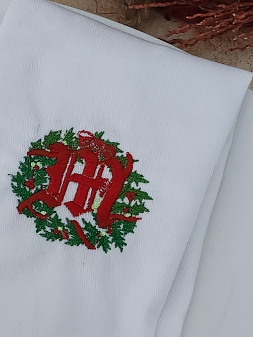 Christmas Embroidered Napkin set, personalized cloth napkins, reusable, monogram napkin set, gift set, embroidery, personalized gift