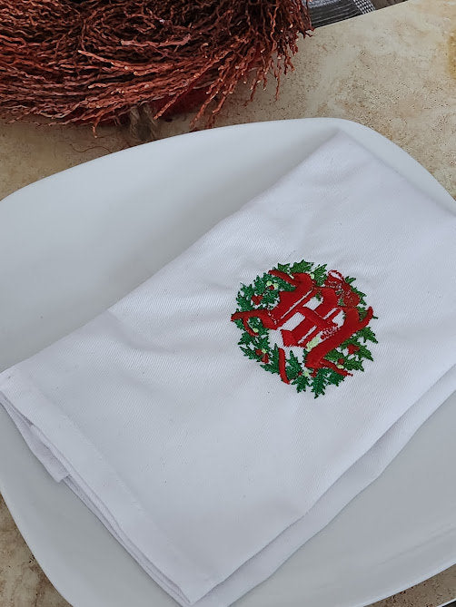 Christmas Embroidered Napkin set, personalized cloth napkins, reusable, monogram napkin set, gift set, embroidery, personalized gift