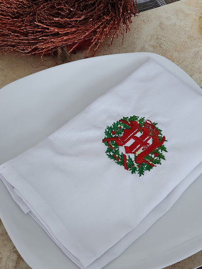 Christmas Embroidered Napkin set, personalized cloth napkins, reusable, monogram napkin set, gift set, embroidery, personalized gift