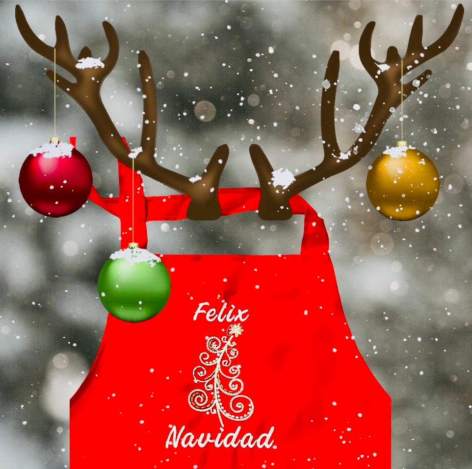 Personalized Felix Navidad Adult Apron | Cooking | Custom Embroidered | Spanish | Baking