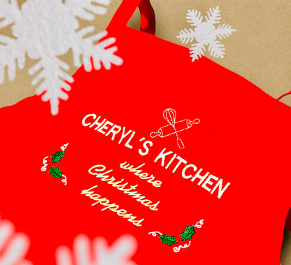 Personalized Holiday Adult and Child Apron | Cooking | Custom Embroidered | Girl | Boy | Baking