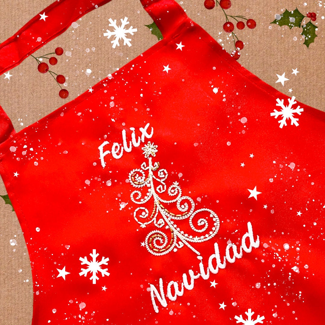 Personalized Felix Navidad Adult Apron | Cooking | Custom Embroidered | Spanish | Baking